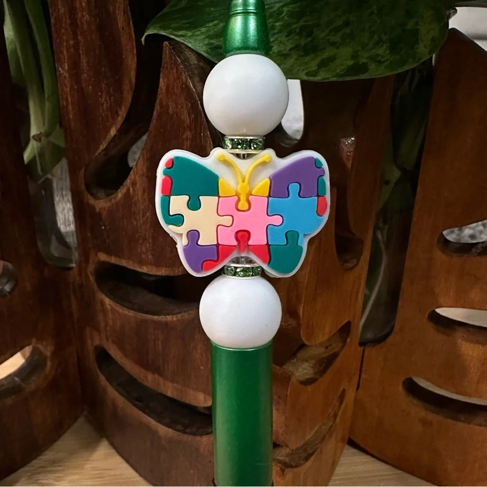 Autism Awareness Pen 🧩‎ Handmade Silicone Beads + Extra Ink Refill